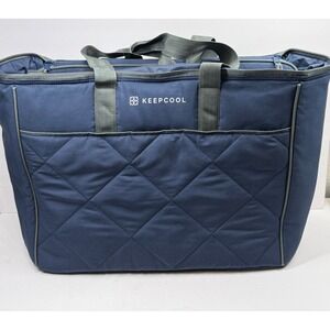 KEEP COOL Gemma Cooler Tote Navy Blue Insulated Quilted Zip Top Fold Flat XL